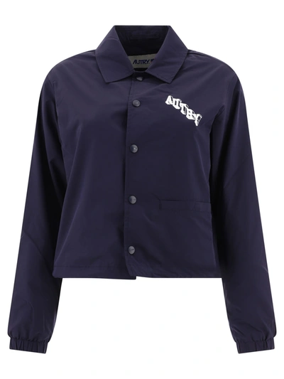 Autry Technical Jacket With Logo Jackets Blue In Navy