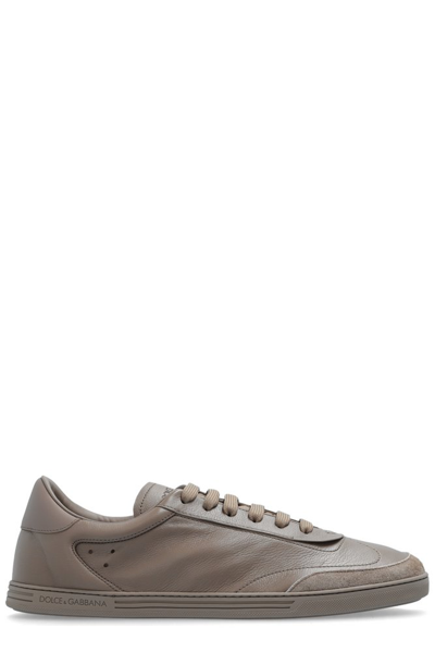 Dolce & Gabbana Tropez Logo Printed Sneakers In Brown