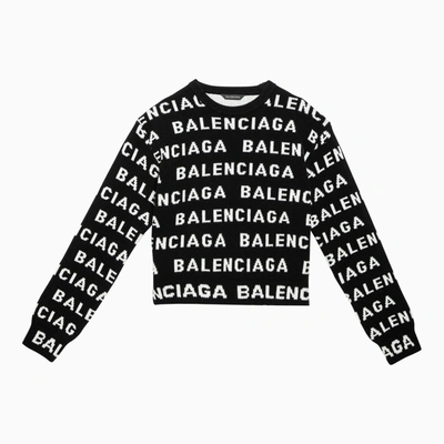 Balenciaga Black/white All-over Logo Sweater