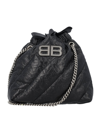 Balenciaga Crush Logo-plaque Quilted Leather Tote Bag In Black