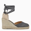 Castaã±er Grey Lace-up Espadrille Sandals In Cotton Woman