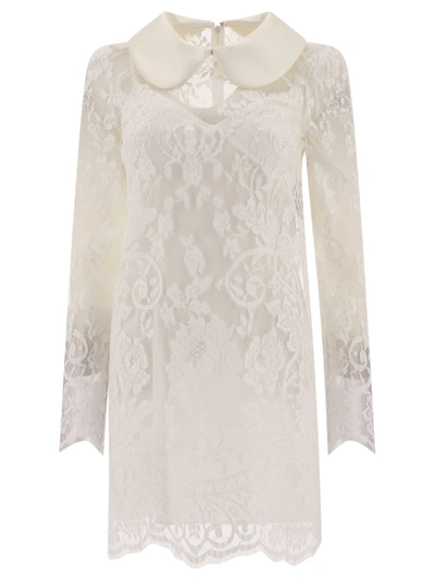 Dolce & Gabbana Women White Minidress In Chantilly Lace Woman