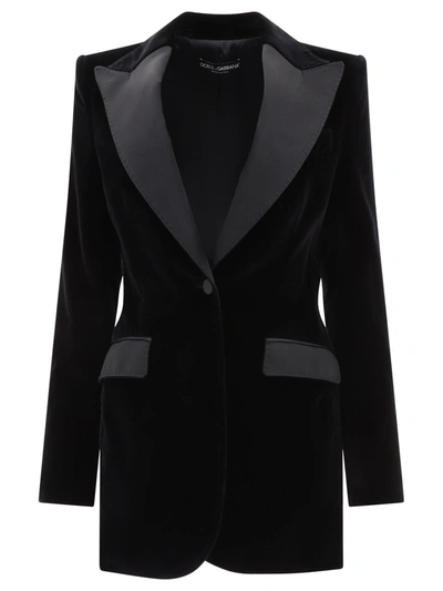 Dolce & Gabbana Women's Black Velvet Tuxedo Jacket For Ss24