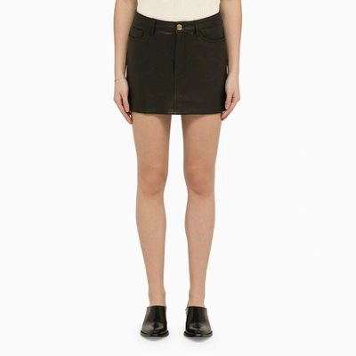 Etro Black Leather Mini Skirt
