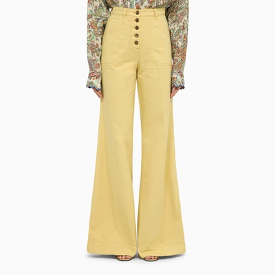 Etro Pegaso Embroidered Flared Trousers In Blue