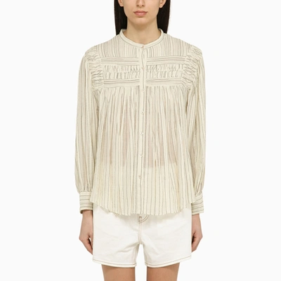 Isabel Marant Étoile Plalia Striped Voile Blouse In Nude & Neutrals