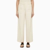 JIL SANDER JIL SANDER SILK BLEND CHALK WHITE TROUSERS