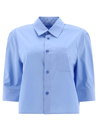 Marni Cropped Cotton Shirt In Light Blue