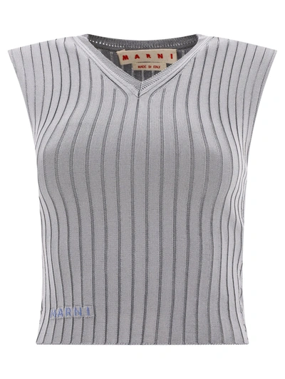 Marni Ribbed Tank Top In Gray