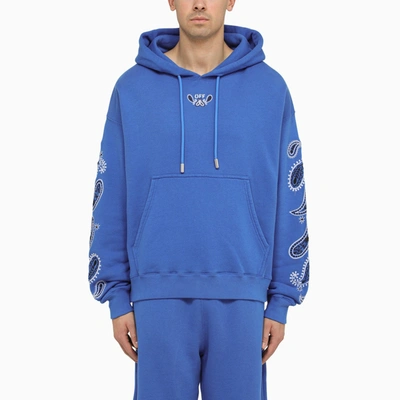 Off-white Off White™ Nautical Blue Cotton Hoodie With Logo Embroidery