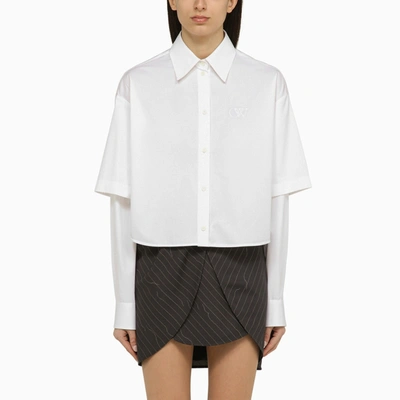 Off-white Embroidered White Poplin Shirt For Women In Ss24