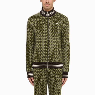Wales Bonner Power Track Top Cotton Jacquard Olive Dark Brown In Multicolor