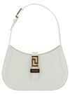 VERSACE 'GRECA GODDESS' SMALL WHITE HOBO BAG WITH LOGO DETAIL IN LEATHER WOMAN
