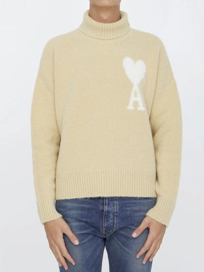 Ami Alexandre Mattiussi Ami De Coeur Jumper In Cream