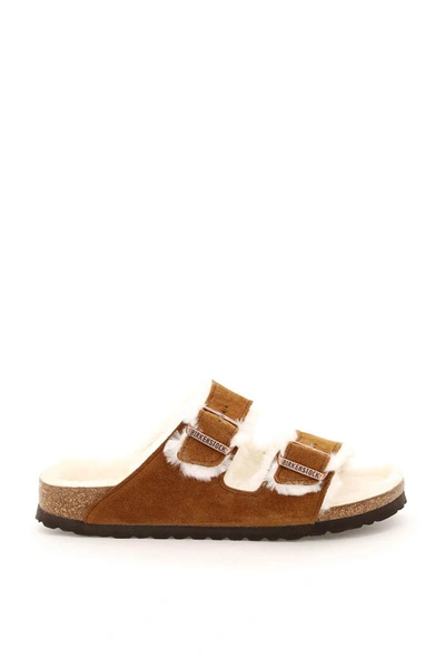 Birkenstock Arizona Shearling Mules Narrow Fit In Multicolor