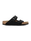 Birkenstock Arizona Double-strap Leather Slides In Black