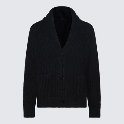 Brioni Navy Wool And Cashmere Blend Sweater