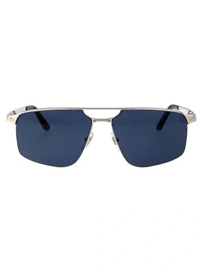 Cartier Ct0385s Sunglasses In 004 Silver Silver Blue