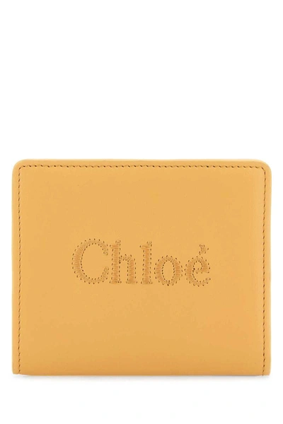 Chloé Chloe Woman Peach Leather Wallet In Pink