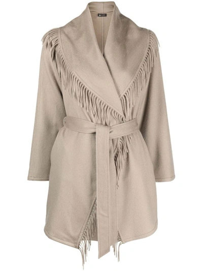 Colombo Cashmere Fringe Cape In Grey