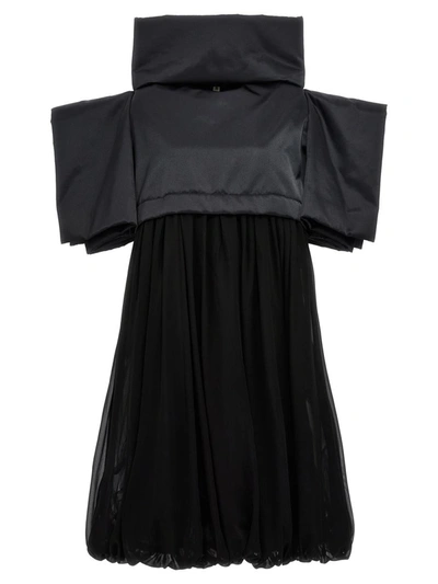 Comme Des Garçons Two-material Dress In Black
