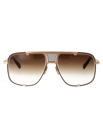 Dita Sunglasses In Brushed White Gold - Brown W/ Brown Gradient