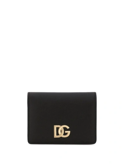 Dolce & Gabbana Bi-fold Wallet With Logo Plaque In Black