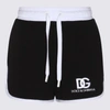 DOLCE & GABBANA DOLCE & GABBANA BLACK AND WHITE COTTON BLEND TRACK SHORTS