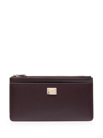 Dolce & Gabbana Dauphine Card Holder With Zip In Brown