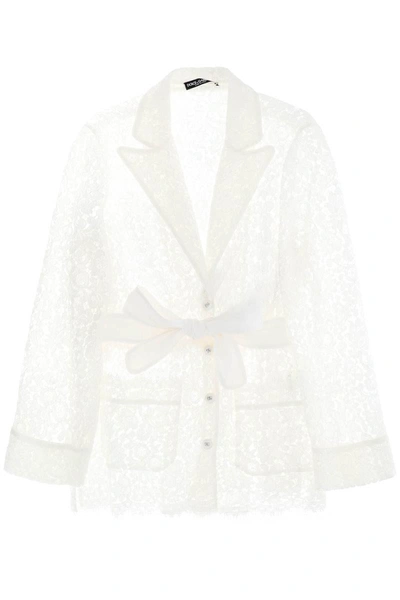 Dolce & Gabbana Pajama Shirt In Cordonnet Lace In White