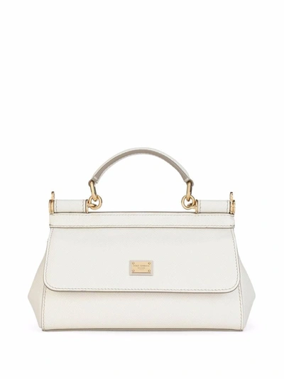 Dolce & Gabbana Small Sicily Tote Bag In White