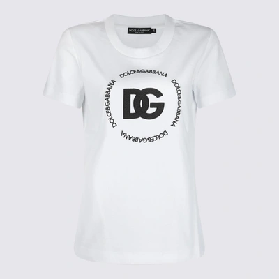 Dolce & Gabbana Cotton Crew-neck T-shirt In Bianco Ottico