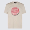 DSQUARED2 DSQUARED2 BEIGE AND RED COTTON T-SHIRT