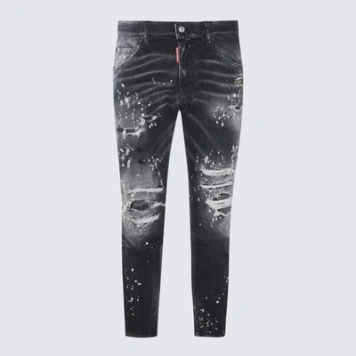 Dsquared2 Black And White Cotton Blend Jeans