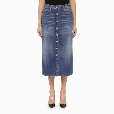 DSQUARED2 DSQUARED2 NAVY DENIM SKIRT WITH BUTTONS