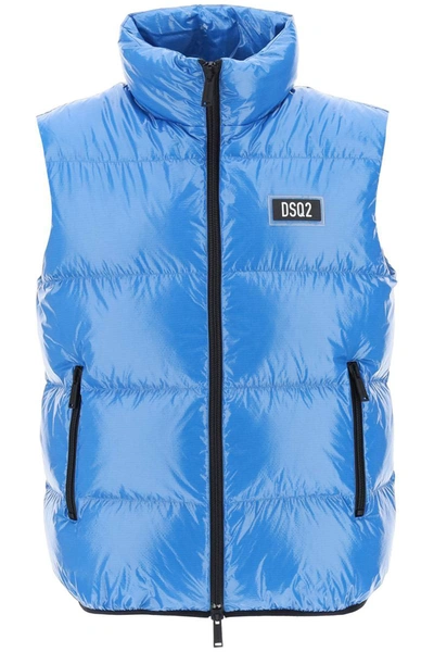Dsquared2 Quilted Down Vest In Blue
