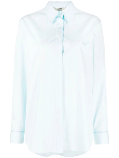 Fendi Logo Embroidered Shirt In Blue