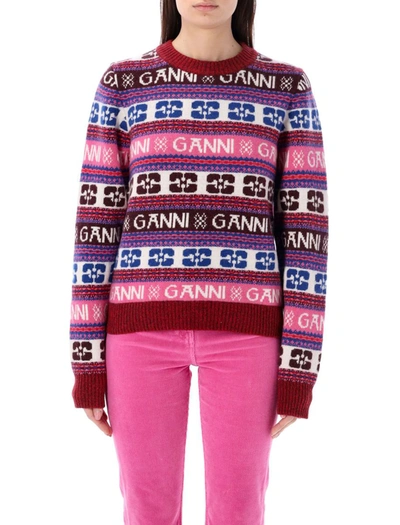 GANNI GANNI ALLOVER LOGO SWEATER