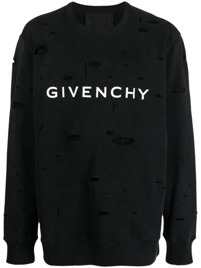 Givenchy Logo Cotton Sweatshirt In Black