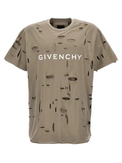 Givenchy Men's Oversized T-shirt In Cotton With Destroyed Effect In Beige