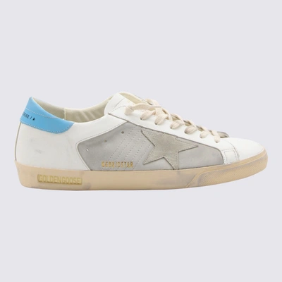 GOLDEN GOOSE GOLDEN GOOSE WHITE AND TURQUOISE LEATHER SUPER STAR SNEAKERS