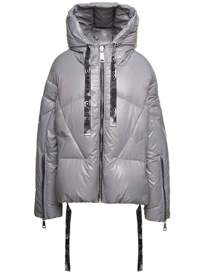 KHRISJOY GREY 'PUFF KHRIS ICONIC' OVERSIZED DOWN JACKET WITH HOOD IN POLYESTER WOMAN