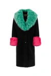 Gucci Black Contrast-trim Shearling-collar Coat In Black