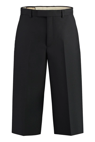 Gucci Wool Silk Cropped Pant In Black