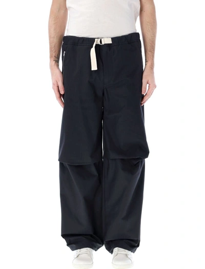 Jil Sander Black Oversized Cargo Trousers In Navy