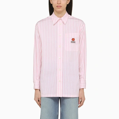 Kenzo Pink Striped Cotton Shirt With Logo
