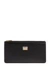 DOLCE & GABBANA LARGE CARD HOLDER WITH BRANDED PLATE AND ZIP IN GRAINY LEATHER WOMAN