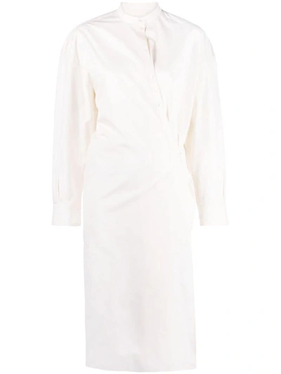 Lemaire Officer Collar Twisted Dress Clothing In Wh001 Chalk