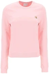 Maison Kitsuné Fox Head Patch Crewneck Sweatshirt In Pink