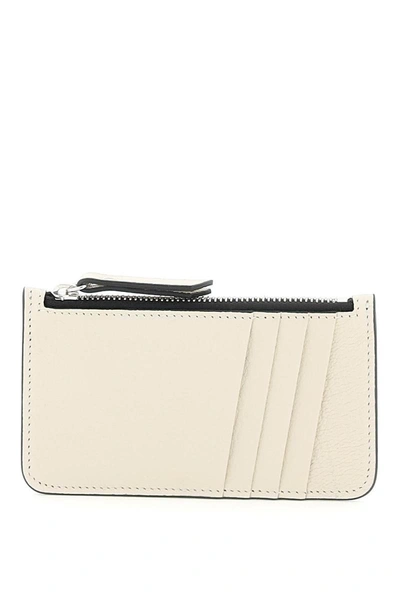 Maison Margiela Leather Zipped Cardholder In Beige